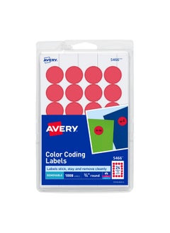 ملصقات ذاتية اللصق قابلة للإزالة من Avery Print/Write، قطر 0.75 بوصة، أحمر، 1008 لكل عبوة (5466)
