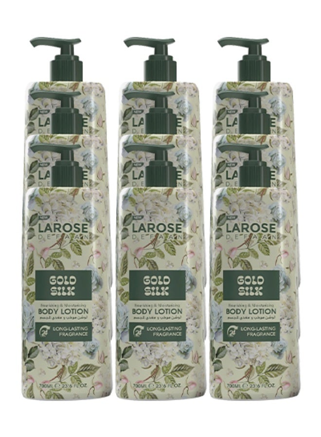لا روز 9 قطع لوشن للجسم المغذي والمرطب برائحة جولد سيلك  يدوم طويلاً 700 مل - Image 1