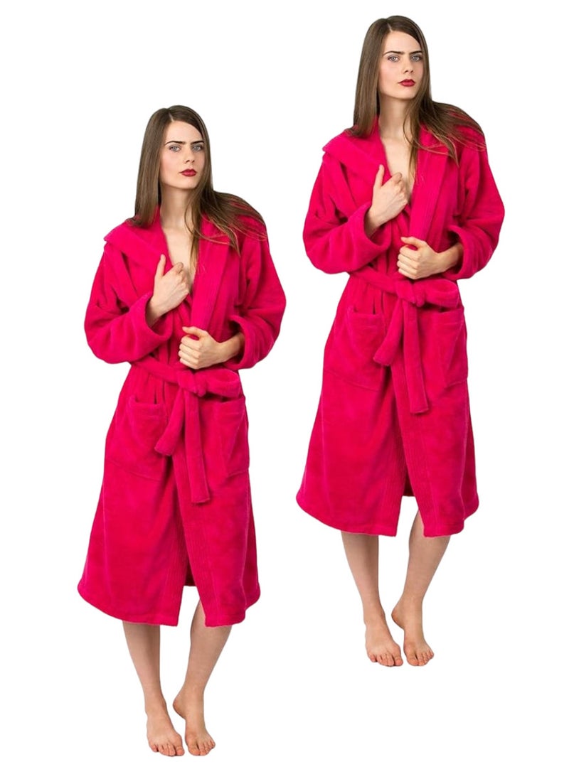 White Rose 2 Pieces Pinkish Red Color Unisex Spa Terry Dressing Gown Large Size - Image 1