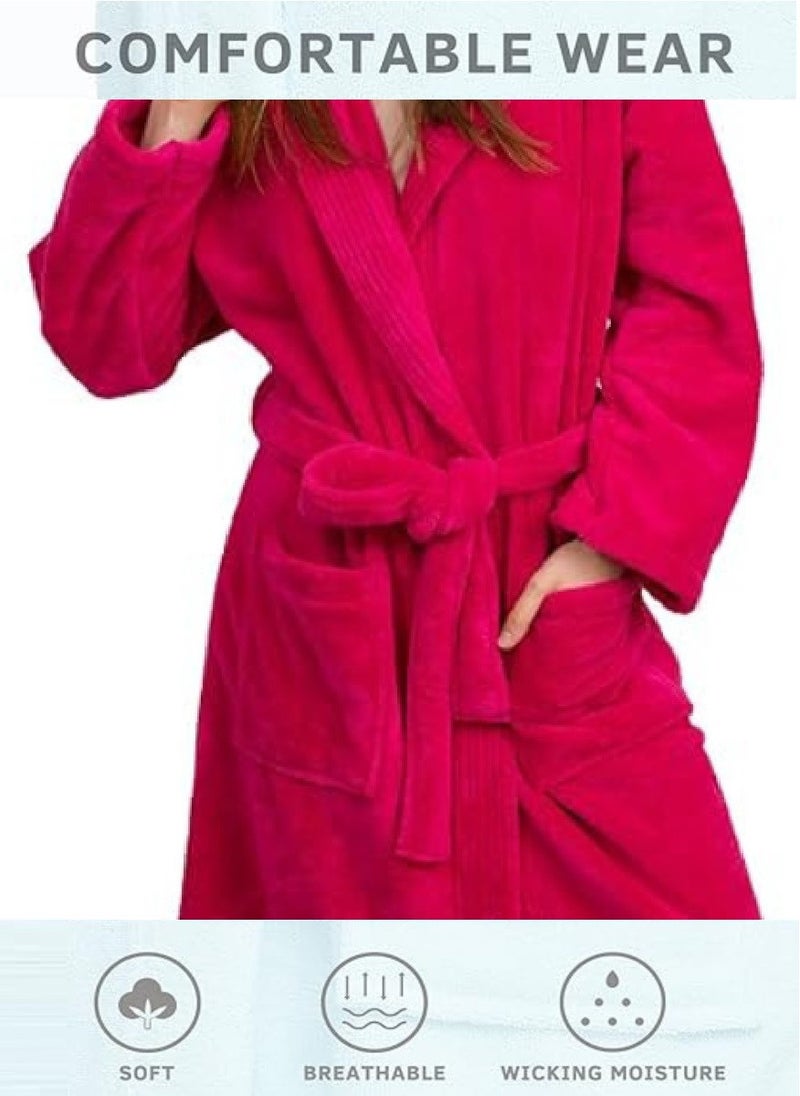 White Rose 2 Pieces Pinkish Red Color Unisex Spa Terry Dressing Gown Large Size - Image 4