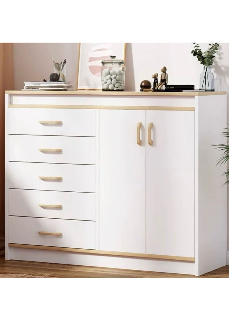 Generic Storage Cabinet Kitchen Storage Rack Clothing Storage Cabinet with 5 Drawers and Cabinet Large Storage Capacity Cupboard for Bedroom Kitchen Office(100*34*94CM)  - Image 1