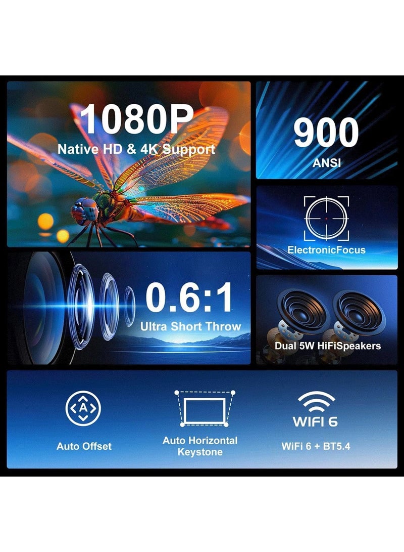 MAGCUBIC HY450 Android Smart Projector magcubic brand  Auto Focus with WiFi 6, 700ANSI Ultra Short Throw Electric Focus Projector, 2+32GB Memory, Portable Outdoor Auto Focus Video Projector  - Image 2