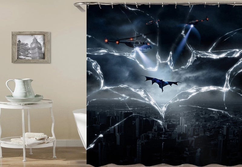 Bluejw New Design Waterproof Halloween Theme 3D Digital  Print Bathroom Rug and Fabric Shower Curtains Set - Image 1