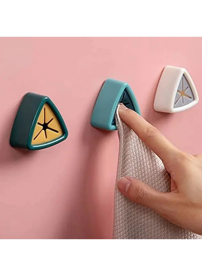 Light Blue Punch Free Towel Plug Holder Bathroom Kitchen Storage Hanger Clips - Image 1