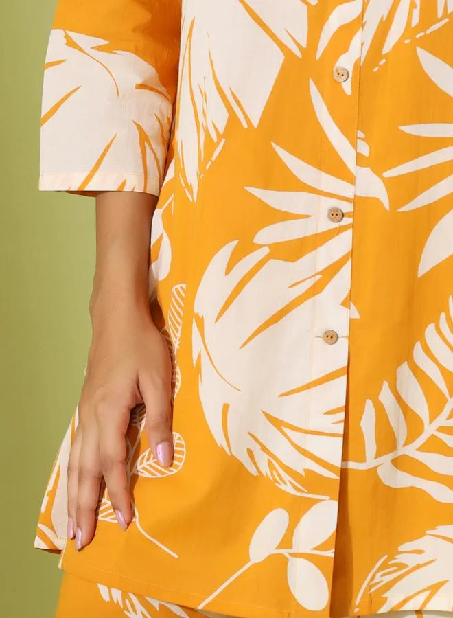 Sanskrutihomes  Women Tropical Printed Pure Cotton Shirt and Pyjama Set for Women | Best Price UAE