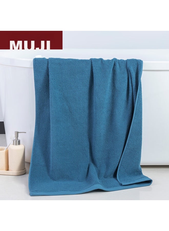 MUJI منشفة استحمام موجي، قطن شينجيانغ من الفئة A، سميكة 100% قطن نقي، ماصة للرجال، صديقة للبشرة، ناعمة، منشفة استحمام كبيرة من القطن بالكامل، أزرق داكن - Image 3