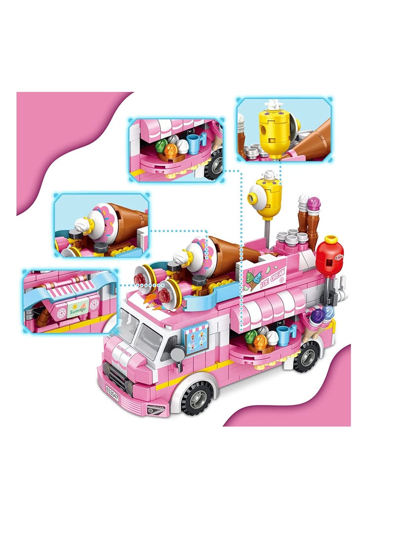 Loquat Building Toys for Girls, 12 in 1 Ice Cream Truck Building Blocks Construction Vehicles Kit, STEM Learning Building Bricks Set, Birthday Gifts for Kids Children Girls Age 6 12 553 Pieces  - Image 5
