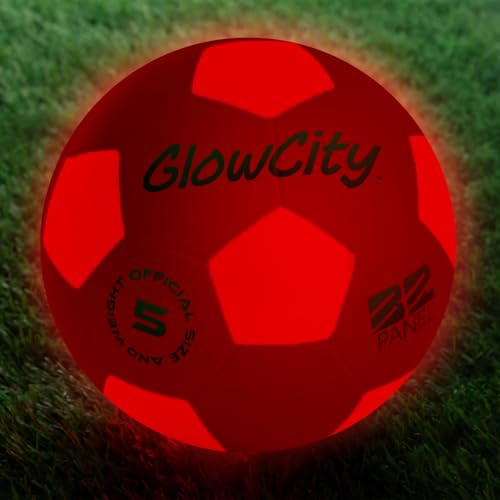 GlowCity Glow in The Dark Soccer Ball | Light Up Indoor/Outdoor Soccer Ball with 2 LED Lights | Pre-Installed Batteries | Fun Gift for Teens - Image 1
