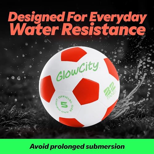 GlowCity Glow in The Dark Soccer Ball | Light Up Indoor/Outdoor Soccer Ball with 2 LED Lights | Pre-Installed Batteries | Fun Gift for Teens - Image 3