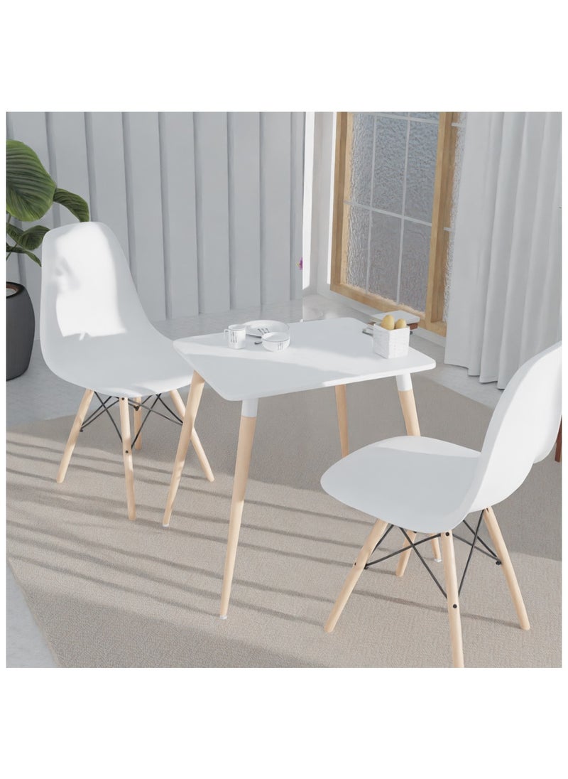 Mahmayi Mahmayi Cenare Dining Set (Dining Table With 2 X Plastic Chair) White  - Image 1