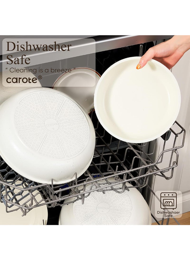 CAROTE - 17-Piece Pots and Pans Set, Nonstick Cookware Set, Oven/Fridge Use, Induction Kitchen Cookware Sets Non Stick with Detachable Handle, RV Cookware Set, White Color - Image 1
