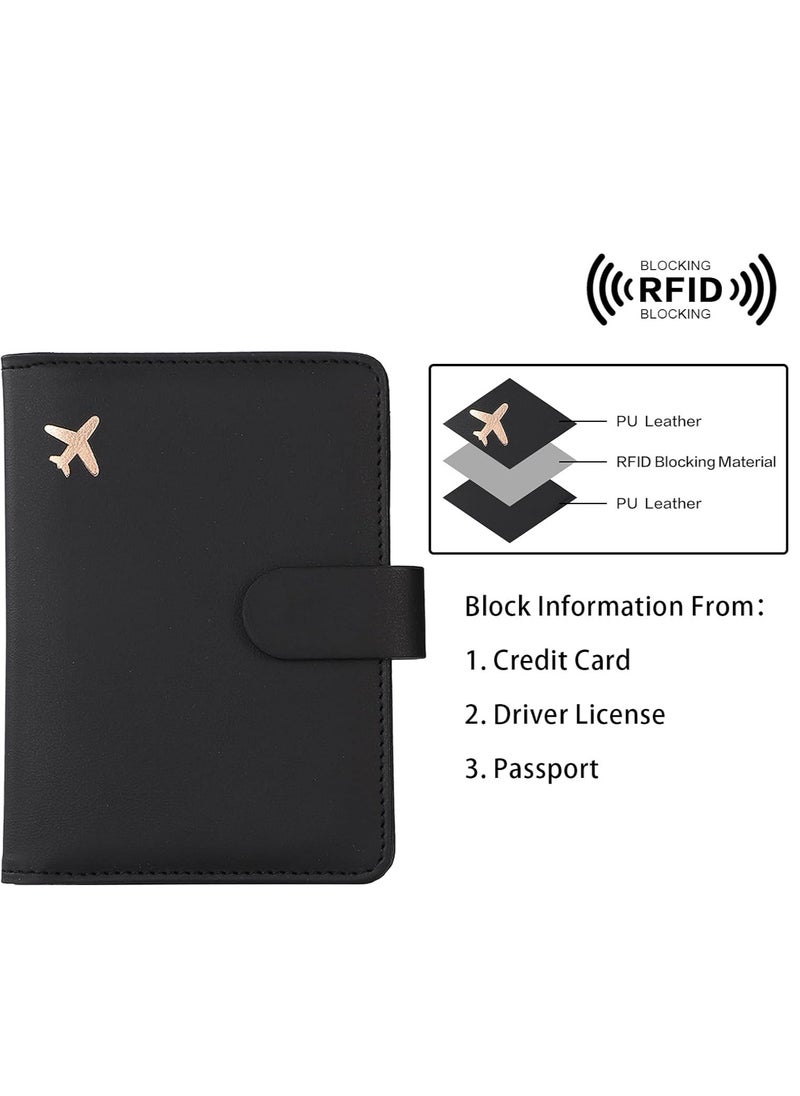 Beauenty Passport Covers and Luggage Tags, Passport Wallet Rfid Blocking Card Slots,Passport Holder Travel Suitcase Tag (Black)  - Image 5