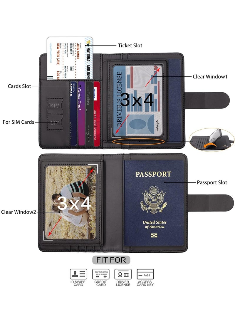 Beauenty Passport Covers and Luggage Tags, Passport Wallet Rfid Blocking Card Slots,Passport Holder Travel Suitcase Tag (Black)  - Image 3
