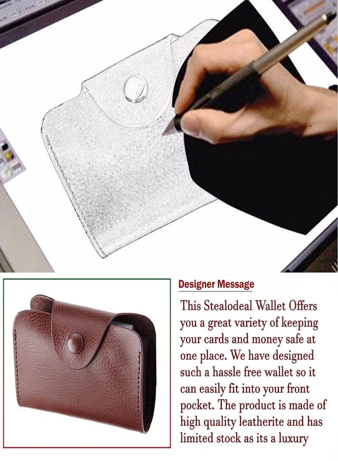Stealodeal Dark Brown 15 Slots Leather Credit/Debit Card Holder Wallet for Men & Women (Set of 1 Dark Brown) - Image 5