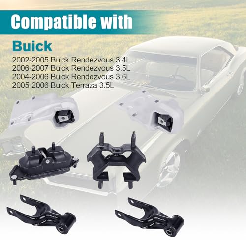 BEBLEPANY Engine Motor & Transmission Mount Kit 6pcs Compatible with Fits 2006-2011 Chevrolet Impala 3.9L/2006 Chevrolet Monte Carlo 3.9L Replace A5372 A5372 A2906 A5263 A5263 A2712 - Image 2