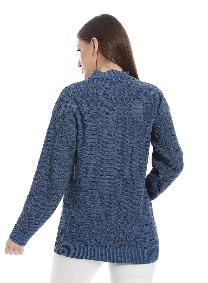 سيزار بلوفر صوف حريمي سادة نصف رقبة وتصميمات متعددة - Image 4