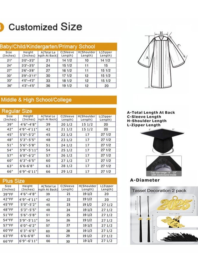 Loquat Middle High School College Graduation Gown Robe With Cap Wine Red - Image 2
