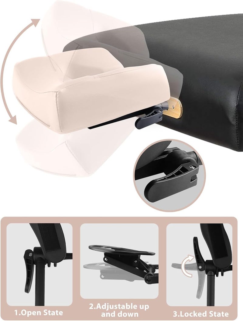 EBANKU Mattress Top Massage Kit, Adjustable Headrest Face Cradle Cushion, Face Down Pillow with Massage Table Armrests for Your Bed at Home (Square White) - Image 5