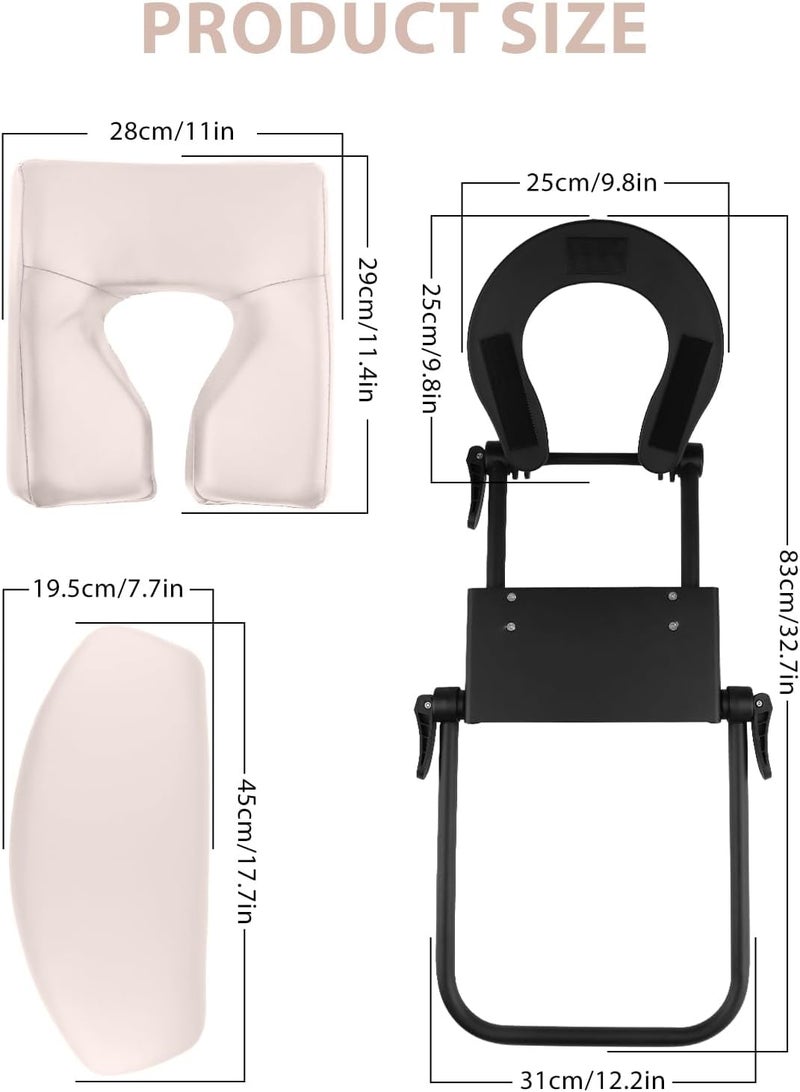 EBANKU Mattress Top Massage Kit, Adjustable Headrest Face Cradle Cushion, Face Down Pillow with Massage Table Armrests for Your Bed at Home (Square White) - Image 2
