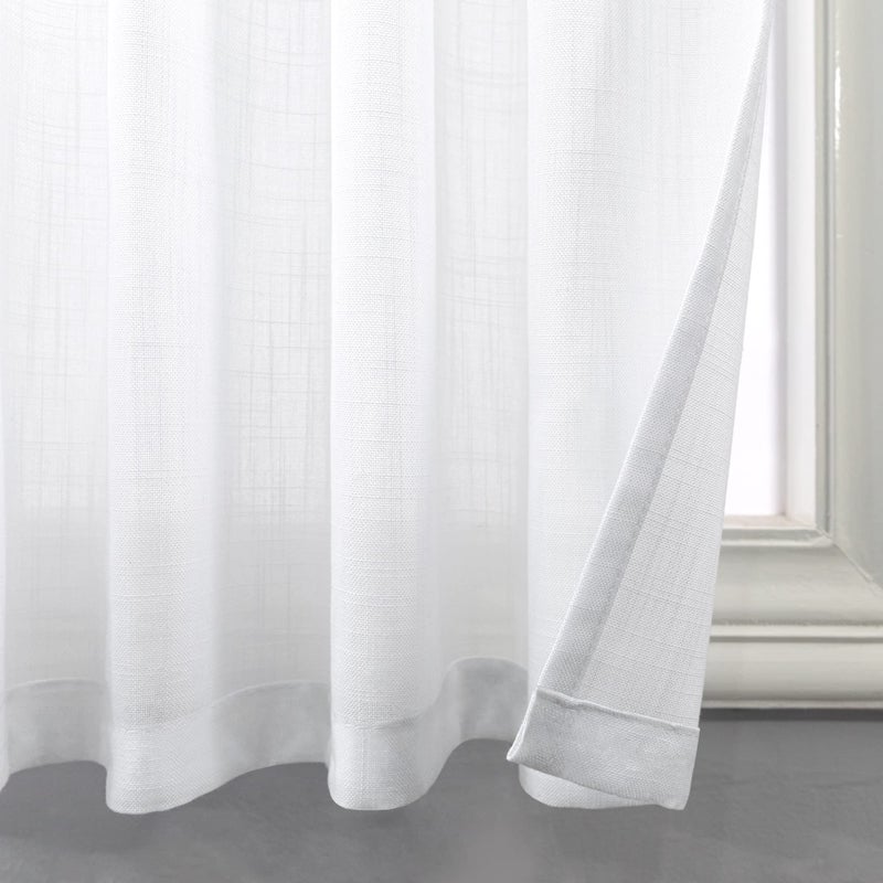 Pitalk White Cafe Curtains 24 Inch Length Kitchen Window Curtains Sets of 2 Pack Back Tab Top Pocket Tier Light Filtering Semi Sheer Short Linen Curtains for Small Windows Bathroom Garage 30 x 24 in Long - Image 5