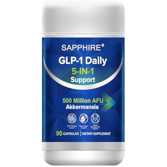 Sapphire GLP-1 Daily 5-in-1 Support – 500 Million AFU Akkermansia + Berberine, Chromium, Inulin & Botanicals – Metabolic Balance & Digestive Support, Vegan, 90 Capsules - Image 1