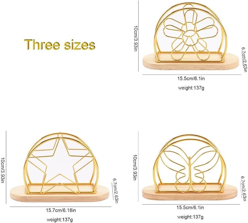 حامل مناديل ورقية على شكل نجمة ذهبية قائم بذاته لتزيين الفنادق والمنازل - Image 3