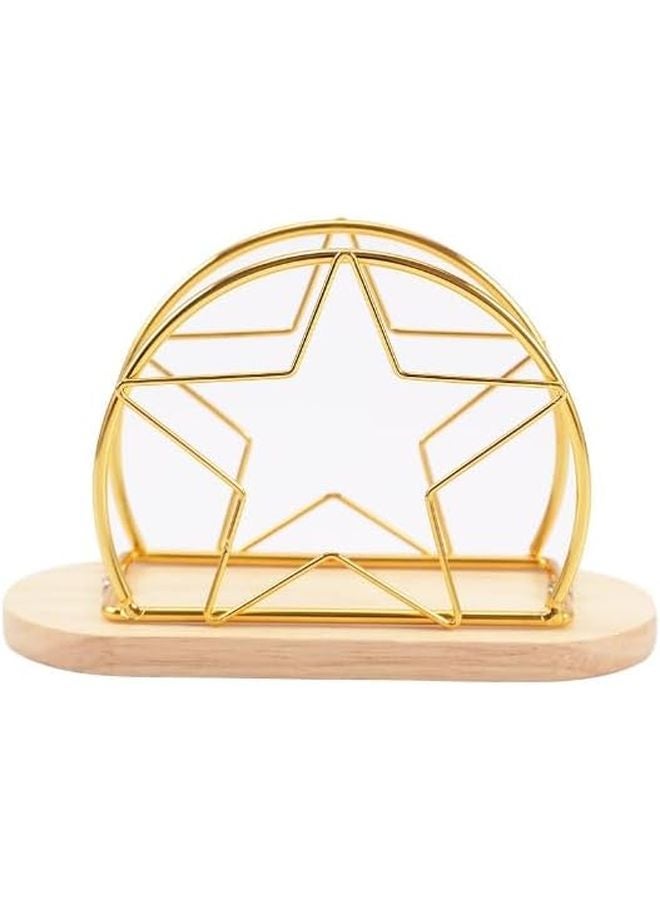 حامل مناديل ورقية على شكل نجمة ذهبية قائم بذاته لتزيين الفنادق والمنازل - Image 1