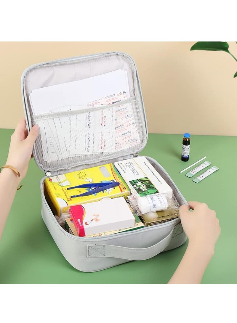 Excefore First Aid Kit Bags, 2 Pieces Empty Medicine Bags, First Aid Bag Portable Grey Medical Medicine Bags for Outdoor Camping, Travel, Work - Image 4