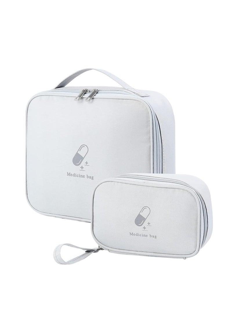 Excefore First Aid Kit Bags, 2 Pieces Empty Medicine Bags, First Aid Bag Portable Grey Medical Medicine Bags for Outdoor Camping, Travel, Work - Image 1