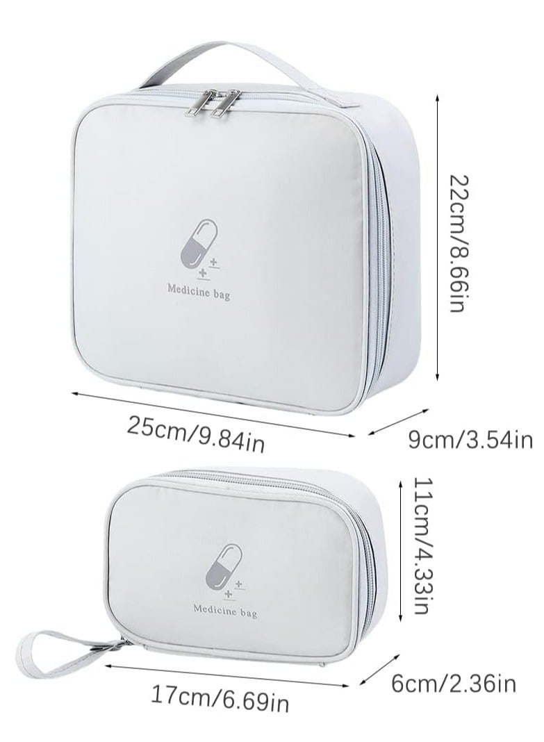 Excefore First Aid Kit Bags, 2 Pieces Empty Medicine Bags, First Aid Bag Portable Grey Medical Medicine Bags for Outdoor Camping, Travel, Work - Image 2