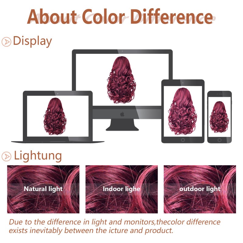 HSPJHTM Red Ponytail Extension,Burgundy Ponytails Hair Extensions Girls Clip on Pony Tail 10" Wavy Claw Clip Extension Hair Piece for Women Halloween Synthetic - Image 5