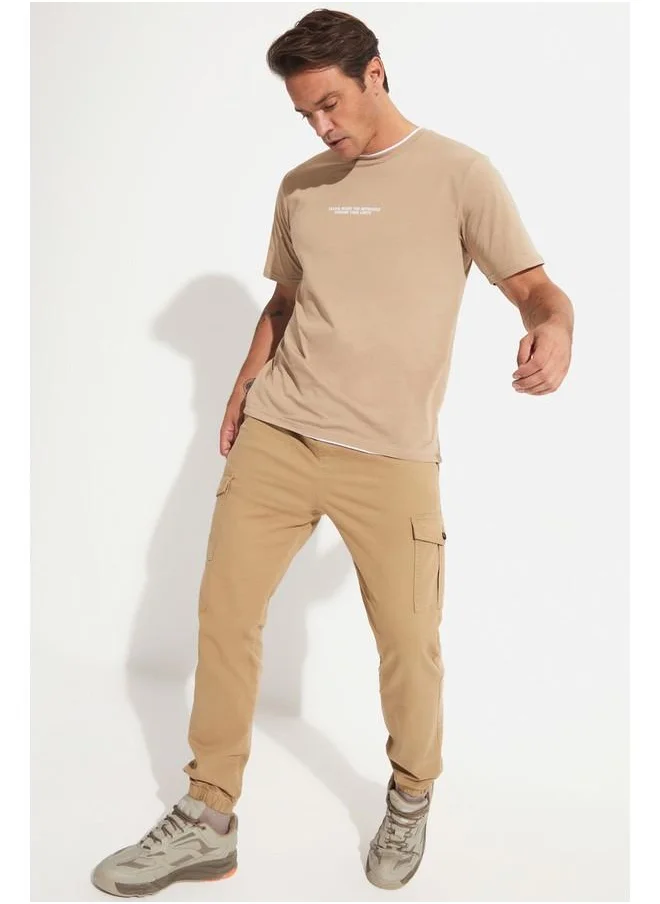 جون June Men Regular Fit Cargo Trouser Beige