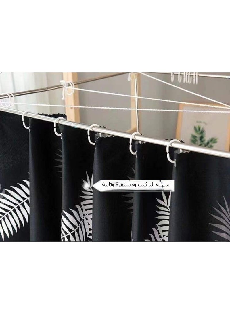 Dorm Bed Canopy Privacy Curtain for Single Bunk Bed – Blackout Cloth with Hooks & Ropes for Top/Bottom Bunk, Boys & Girls Student Use  - Image 3