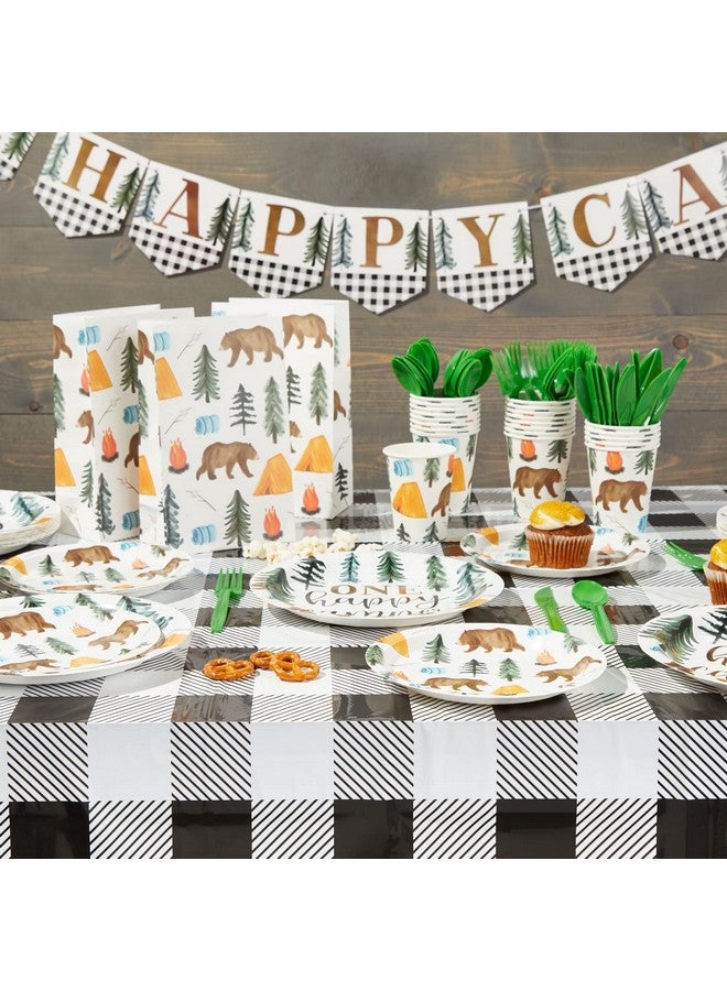 Blue Panda Camping 1St Birthday Party Dinnerware One Happy Camper Birthday Decorations Campingthemed Party Decorations Celebration Supplies For Boys And Kids (Serves 24) - Image 2