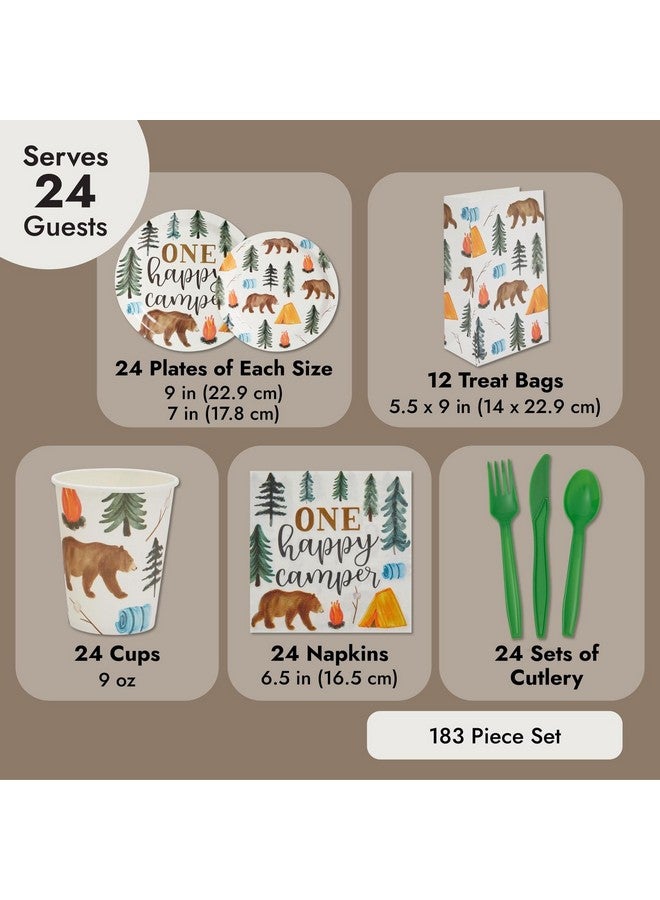 Blue Panda Camping 1St Birthday Party Dinnerware One Happy Camper Birthday Decorations Campingthemed Party Decorations Celebration Supplies For Boys And Kids (Serves 24) - Image 4