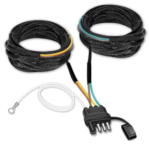 Gonice 25Ft 4 Pin Trailer Wiring Harness Kit with Black Nylon Protective Sleeve, 4 Pin 5 Wire Plug for Enhanced Durability - Wishbond Trailer Wire Kit - Image 1