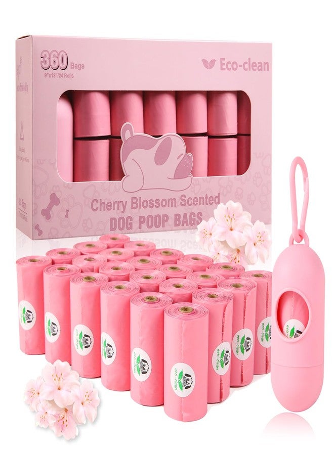 Eco Clean ECO-CLEAN Poop Bags for Dogs, Scented Dog Waste Bags with Dispenser, 24 Rolls/360 Count, Leak Proof, Durable, Pink - Image 1