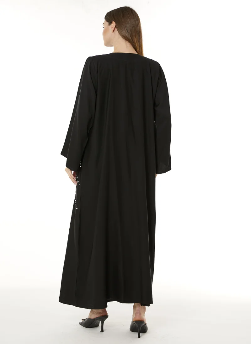 Moistreet MOiSTREET Black Indonesian Crepe Hand Embellished Abaya