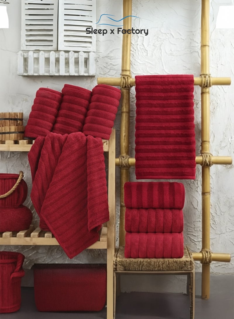 Sleep x Factory Wavy Textured Bath Towel – 100% Pure Cotton, Soft & Absorbent – 50x100 cm - Image 3