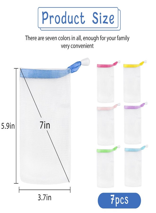 Feelorna 7pcs Soap Bag Soft for Shower, Soap Pouch Saver with Drawstring for Foaming and Drying, Soap Bubble Mesh Bags for Bath Hangable (7 colors) - Image 2