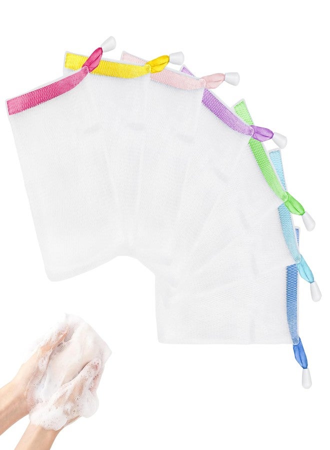 Feelorna 7pcs Soap Bag Soft for Shower, Soap Pouch Saver with Drawstring for Foaming and Drying, Soap Bubble Mesh Bags for Bath Hangable (7 colors) - Image 1
