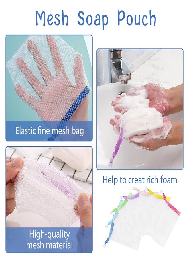 Feelorna 7pcs Soap Bag Soft for Shower, Soap Pouch Saver with Drawstring for Foaming and Drying, Soap Bubble Mesh Bags for Bath Hangable (7 colors) - Image 5