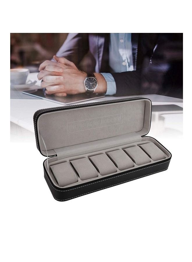 BLOOMING TIME 6 Grid leather Watch Organizer Watches Case Boxes jewelry Display Storage Holder - Image 1