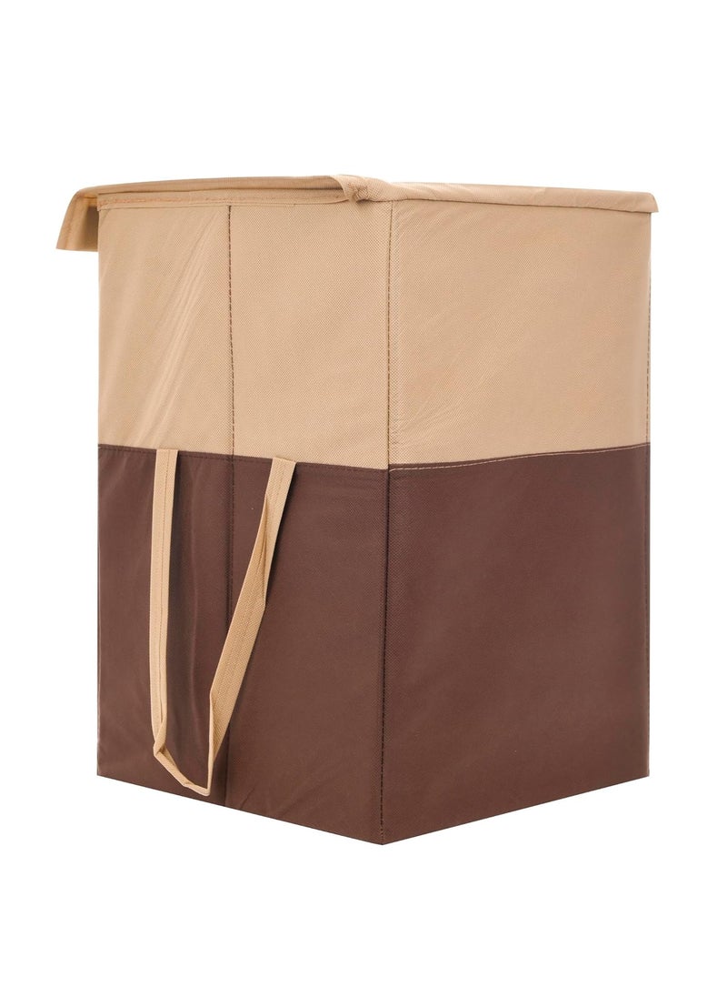 Perpetual Perpetual Cloth Basket For Laundry Waterproof Non Woven Cloth Bag For Storage Clothes Flodable Laundry Basket Bag With Lid And Handle 75 LiterBrownBIGN  - Image 1