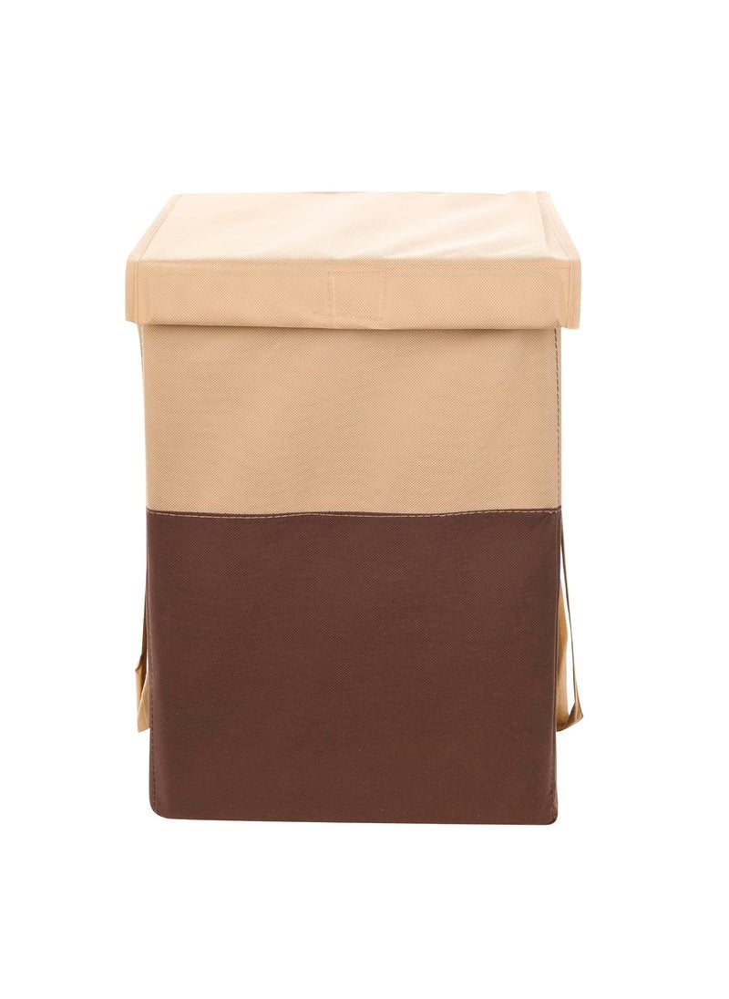 Perpetual Perpetual Cloth Basket For Laundry Waterproof Non Woven Cloth Bag For Storage Clothes Flodable Laundry Basket Bag With Lid And Handle 75 LiterBrownBIGN  - Image 4