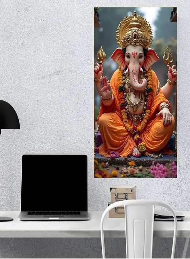 Fliptic Lord Ganesh Poster Wall | Ganpati Sticker Wall | Ganesh Ji Sticker | Ganesha Chaturthi Poster for Decoration | (300 GSM Paper, 12 x 18 Inch, Multicolour) (Design 3, 45L x 30W cm) - Image 2