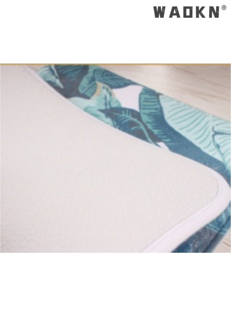 WAOKN - Plant pattern printed flannel floor mat, modern minimalist INS style carpet, designed specifically for households, living rooms, bedrooms, and bathrooms (50cm * 80cm) - Image 1