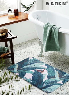 WAOKN Plant pattern printed flannel floor mat, modern minimalist INS style carpet, designed specifically for households, living rooms, bedrooms, and bathrooms (50cm * 80cm)  - Image 1