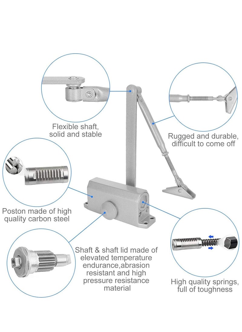 Generic - Automatic Door Closer Adjustable Spring Hydraulic Door Closer, Aluminum Finish Automatic Door Closing Commercial & Home Use for  75 KG Middle-Weight Door - Image 1