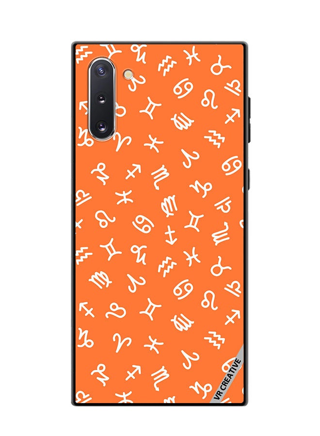 VR CREATIVE Protective Case Cover For Samsung Galaxy Note10 5G Orange Seamless Pattern With White Zodiac Signs Design Multicolour - Image 1